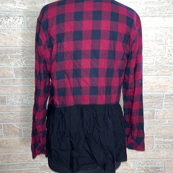 Beach Lunch Lounge Collection Flannel Shirt Chiffon Back Size Large Button Up - Picture 7 of 9